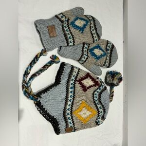 Kyber Outerwear Collection Wool  Knit Hat and Mittens Set